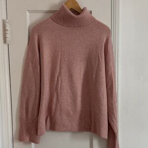 Cozy Pink J Crew Turtleneck Sweater merino wool blend XL